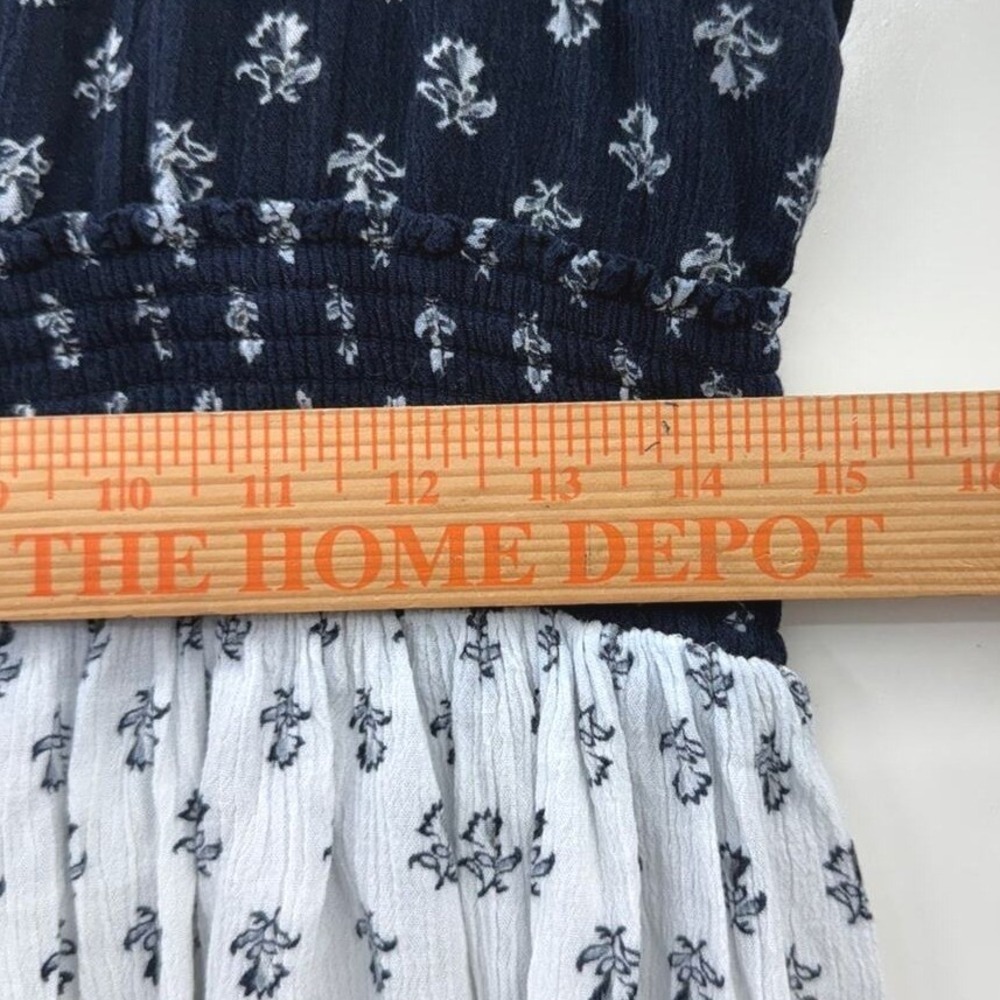 Aeropostale Boho Babydoll Tank Top XL Blue White Floral Lace Trim Sleeveless - Picture 8 of 8